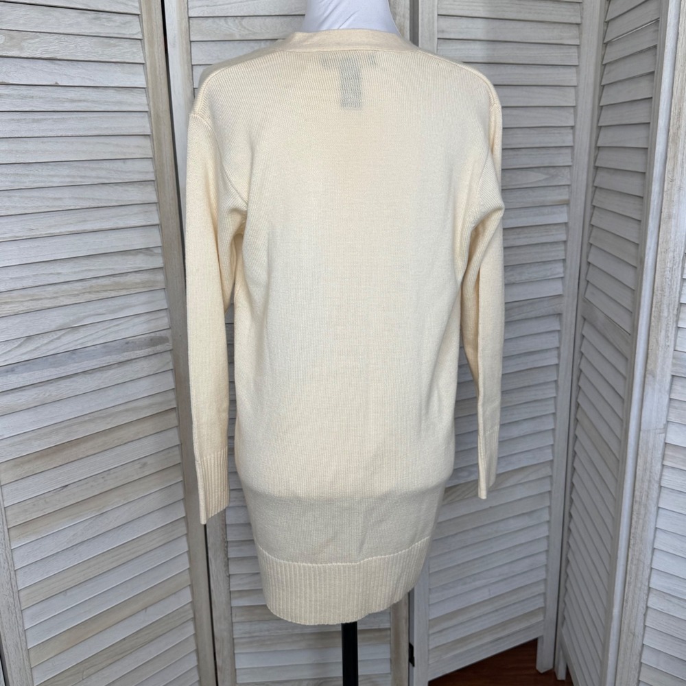 Classiques Entier Cream Sweater Merino‎ Wool V-Neck Long Cardigan XS - Picture 4 of 11